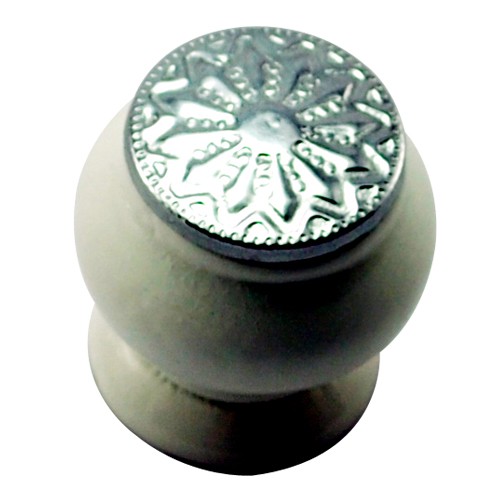 26mm Mushroom Wooden Cabinet Knob with Polished Chrome Coin 
